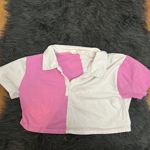 cropped collard t-shirt